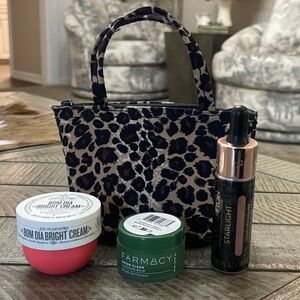 Sol de Janeiro, Revolution Starlight and Farmacy with Leopard Print Bag